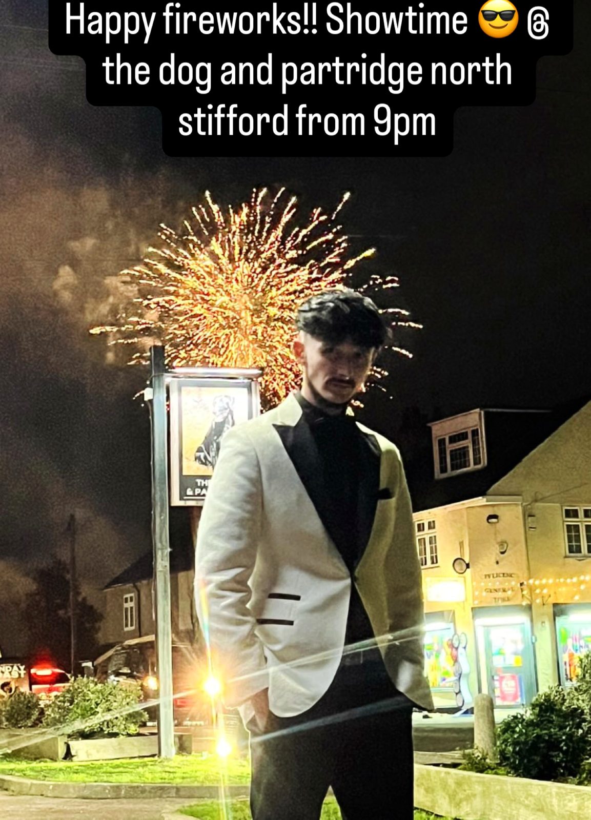 Jake Essex outside after a show at night